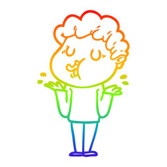 rainbow gradient line drawing cartoon man singing