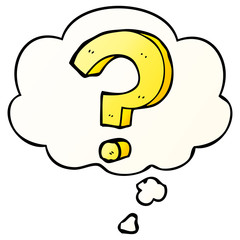 cartoon question mark and thought bubble in smooth gradient style