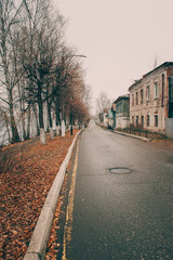 Fototapeta premium Ples old Russian city in Russia on the Volga in late autumn. The city is associated with the great Russian artist Levitan