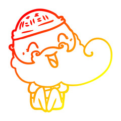 warm gradient line drawing happy bearded man