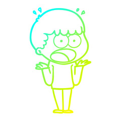 cold gradient line drawing cartoon shocked man