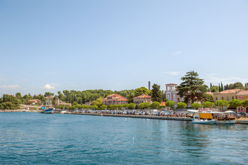 Fototapeta na wymiar Beautiful and cozy medieval town of Rovinj, colorful with houses and church in Croatia, Europe