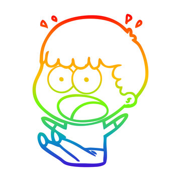 recommend clip art: rainbow gradient line drawing cartoon shocked man