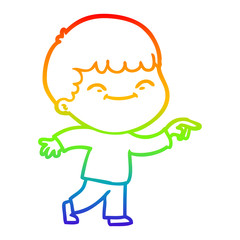 rainbow gradient line drawing cartoon smiling boy