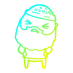 cold gradient line drawing cartoon man with beard