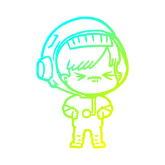 cold gradient line drawing angry cartoon space girl