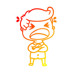 warm gradient line drawing cartoon shouting man