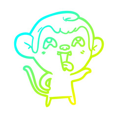 cold gradient line drawing crazy cartoon monkey