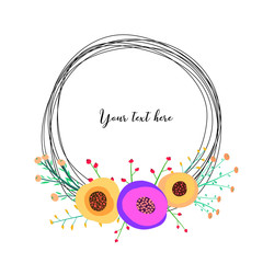 Obraz premium Beautiful round frames with flower for decoration. Decorative element for wedding card. Invitations Vector illustration.