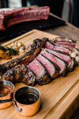 Grilled Australian Tomahawk on Wood Plate