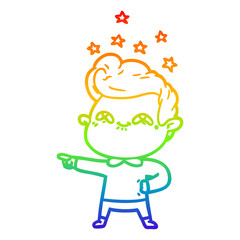 rainbow gradient line drawing cartoon excited man