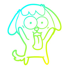 cold gradient line drawing cute cartoon dog