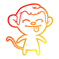 warm gradient line drawing funny cartoon monkey