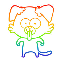 Obraz premium rainbow gradient line drawing cartoon dog with tongue sticking out