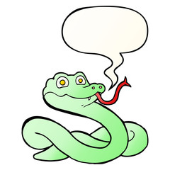 cartoon snake and speech bubble in smooth gradient style
