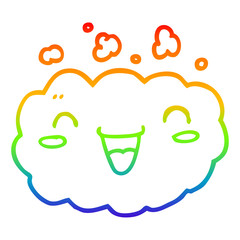 rainbow gradient line drawing happy cartoon cloud