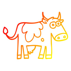 warm gradient line drawing cartoon farm cow