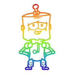 rainbow gradient line drawing cartoon robot