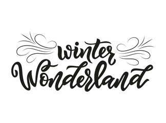 Hand lettering Winter Wonderland. Isolated phrase.