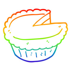 rainbow gradient line drawing cartoon pie
