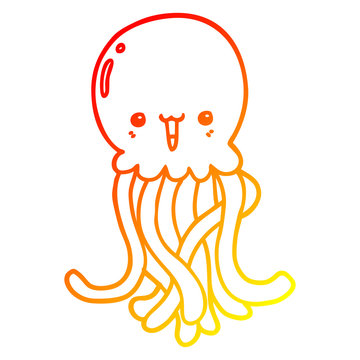 recommend clip art: warm gradient line drawing cartoon jellyfish
