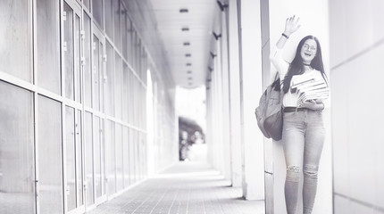 Young girl student on the street