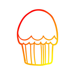 warm gradient line drawing Cartoon cupcake