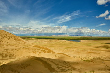 Mongolia. Sands Mongol Els, sandy dune desert,