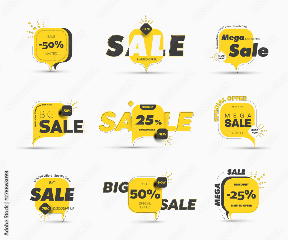 Poster design of square vector banner with rounded corners on the leg for mega big sales and seasonal disco