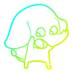 cold gradient line drawing cute cartoon elephant
