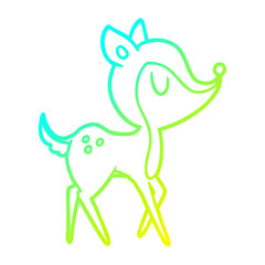 cold gradient line drawing cartoon cute deer