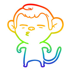 Obraz premium rainbow gradient line drawing cartoon suspicious monkey