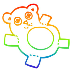 rainbow gradient line drawing cartoon teddy bear