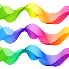 Set of Bright Vibrant Abstract Isolated Wave Lines for White Background.