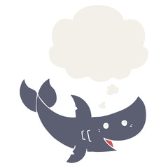 cartoon shark and thought bubble in retro style