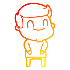 warm gradient line drawing cartoon happy man