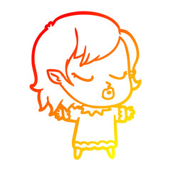 warm gradient line drawing cute cartoon vampire girl