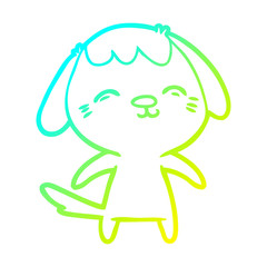 cold gradient line drawing happy cartoon dog
