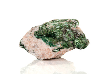 Macro mineral stone Fuchsite on a white background