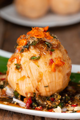 Santol fruit  with sweet spicy sauce.