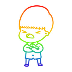 rainbow gradient line drawing cartoon stressed man