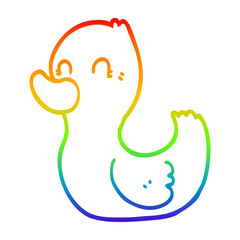 rainbow gradient line drawing cartoon duck