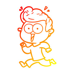 warm gradient line drawing cartoon staring man