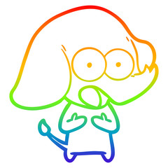 rainbow gradient line drawing cute cartoon elephant