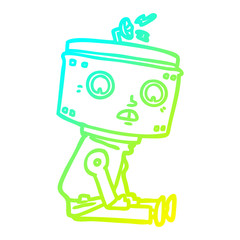 cold gradient line drawing cartoon robot