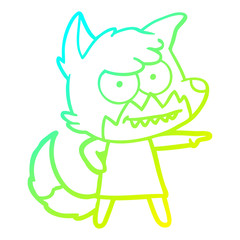 cold gradient line drawing cartoon grinning fox