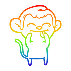rainbow gradient line drawing funny cartoon monkey