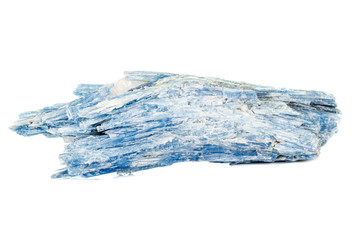 Macro stone kyanite mineral on white background