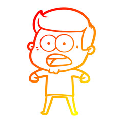 warm gradient line drawing cartoon shocked man