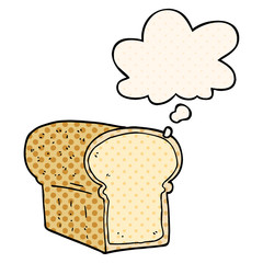 cartoon loaf of bread and thought bubble in comic book style